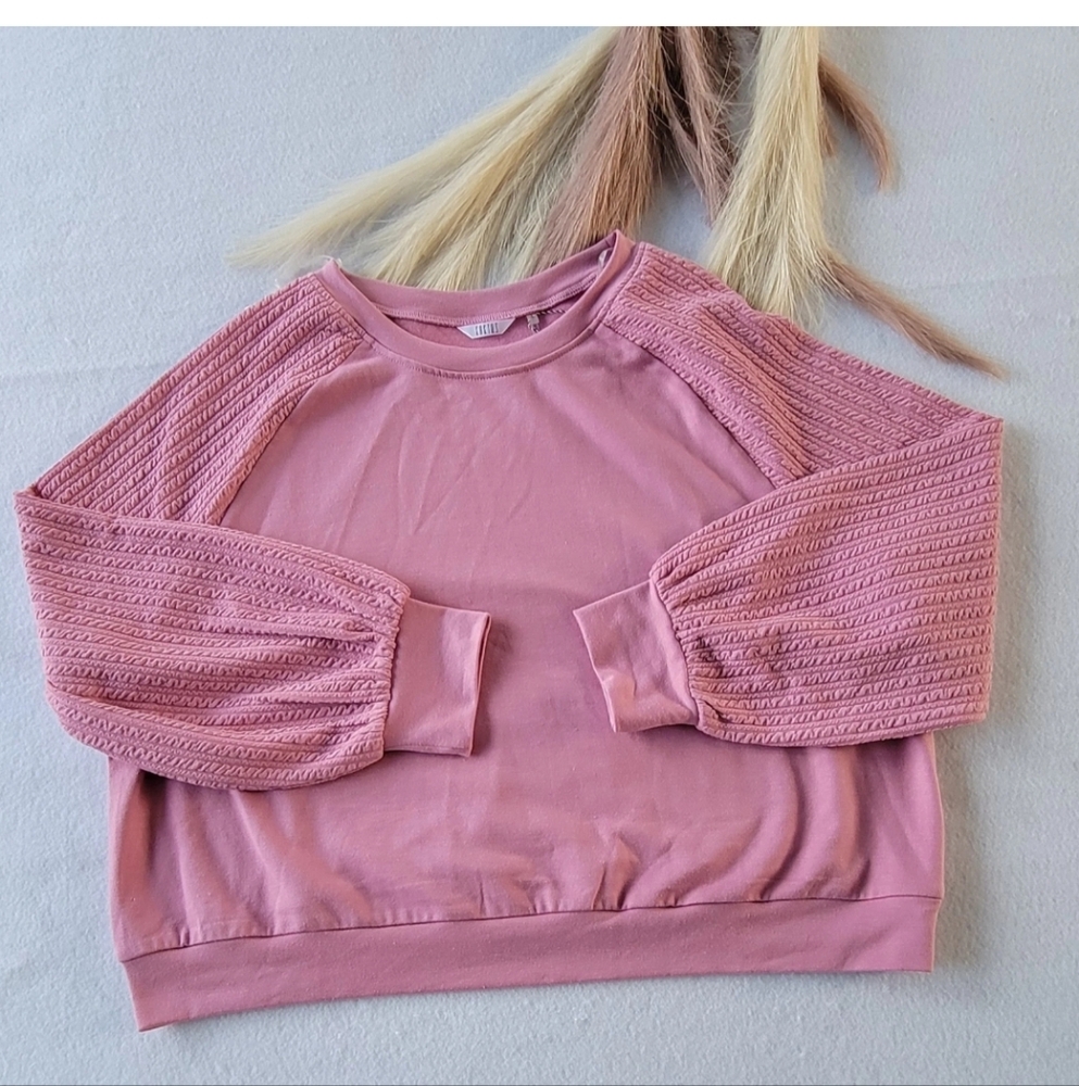 KAKTUS Women Casual Long Sleeve Sweatshirt, Autumn/Winter Fall Color Pink Size L